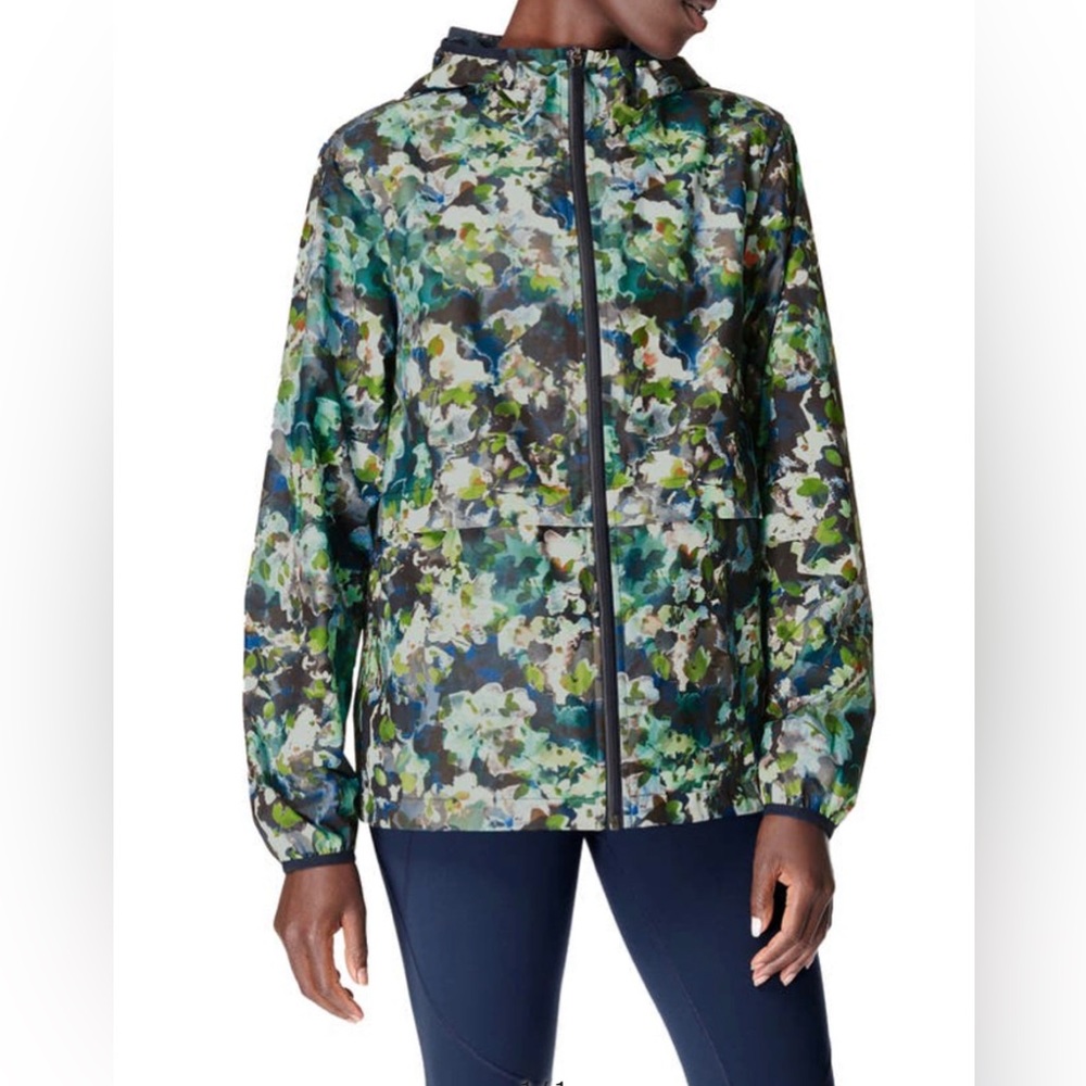 Sweaty Betty Pack It Up Water Resistant Rain Mac In Blue Jacket SB6060B Size XS